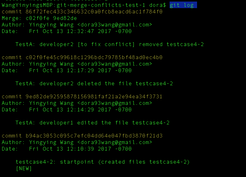 [testcase notes] #5 (aka 4-2): two developers work on the same branch ...