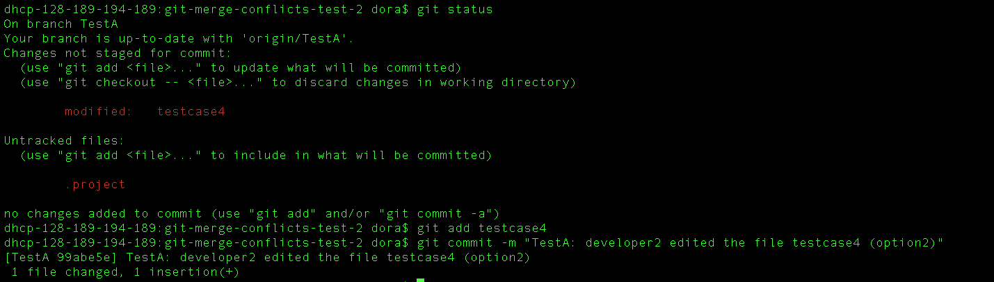 [testcase notes] #4: two developers work on the same branch ...