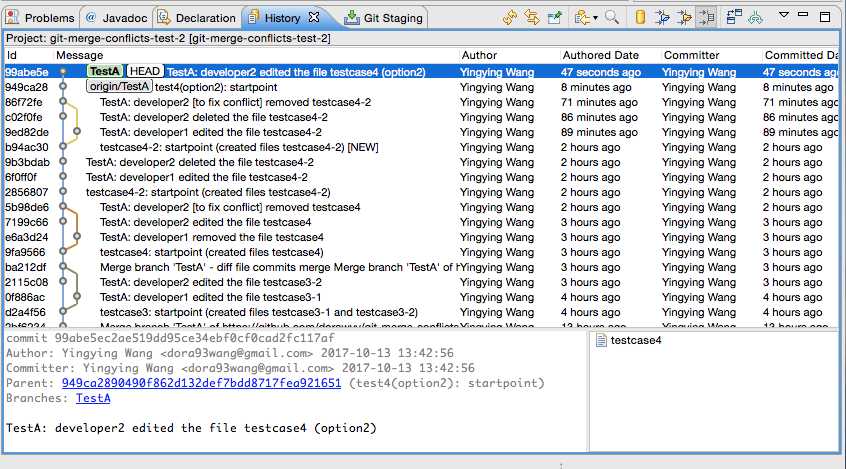 [testcase notes] #4: two developers work on the same branch ...