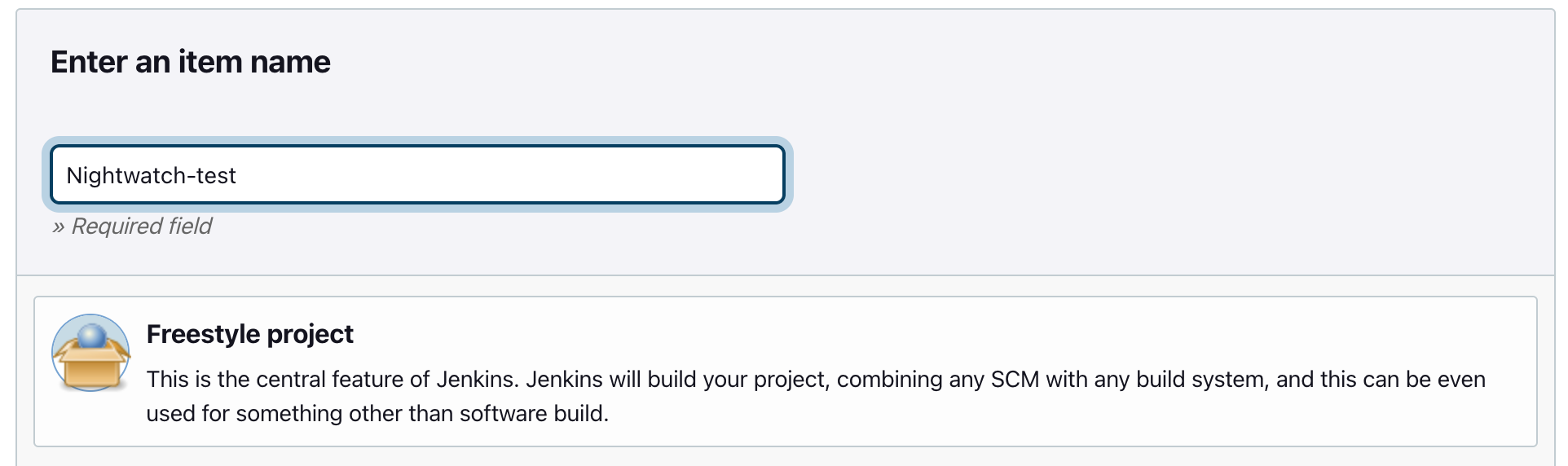 Jenkins project setup