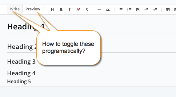 How to switch between Write and Preview modes programmatically? · Issue ...