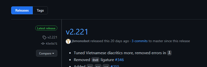 v 2.222 didn't releases · Issue #396 · JetBrains/JetBrainsMono · GitHub