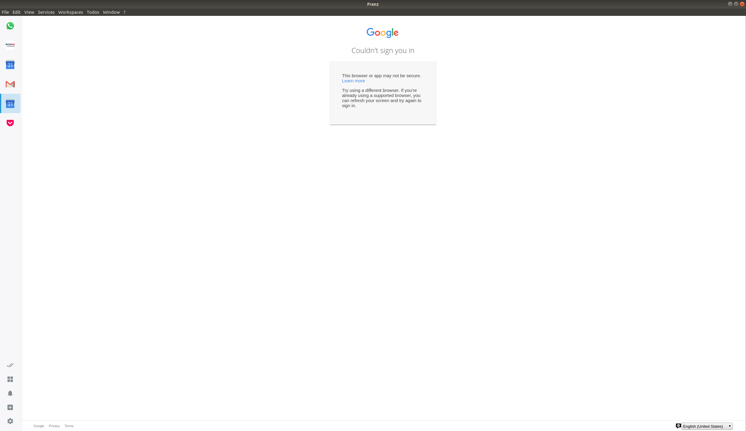 Google Calendar With 2fa Won T Sign In Issue 1749 Meetfranz Franz Github