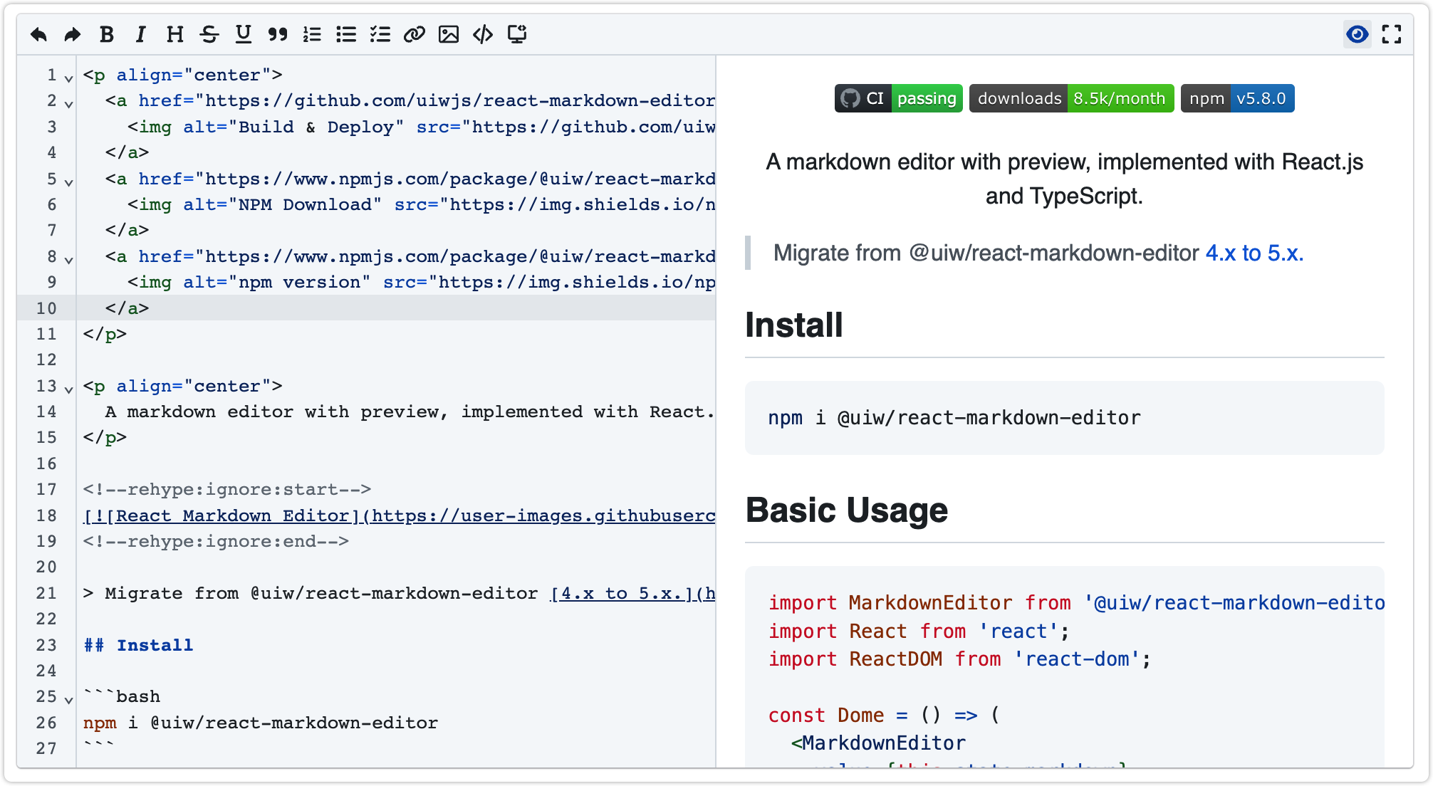 React Markdown Editor