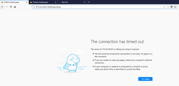 Docker Container url not accessible through localhost or ip on windows ...