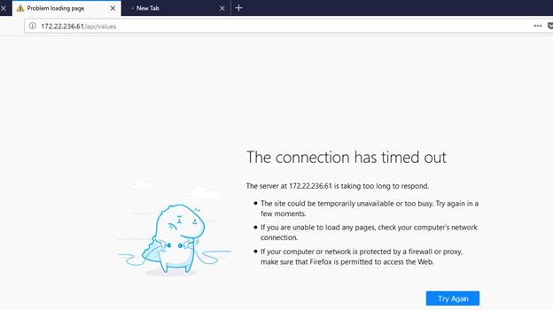 Docker Container url not accessible through localhost or ip on windows ...
