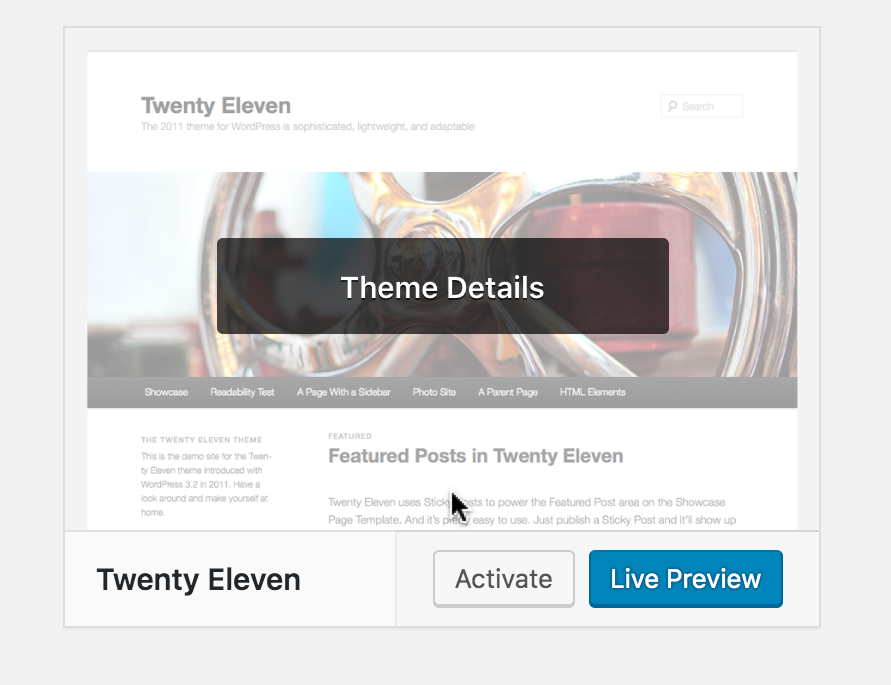 installed themes details