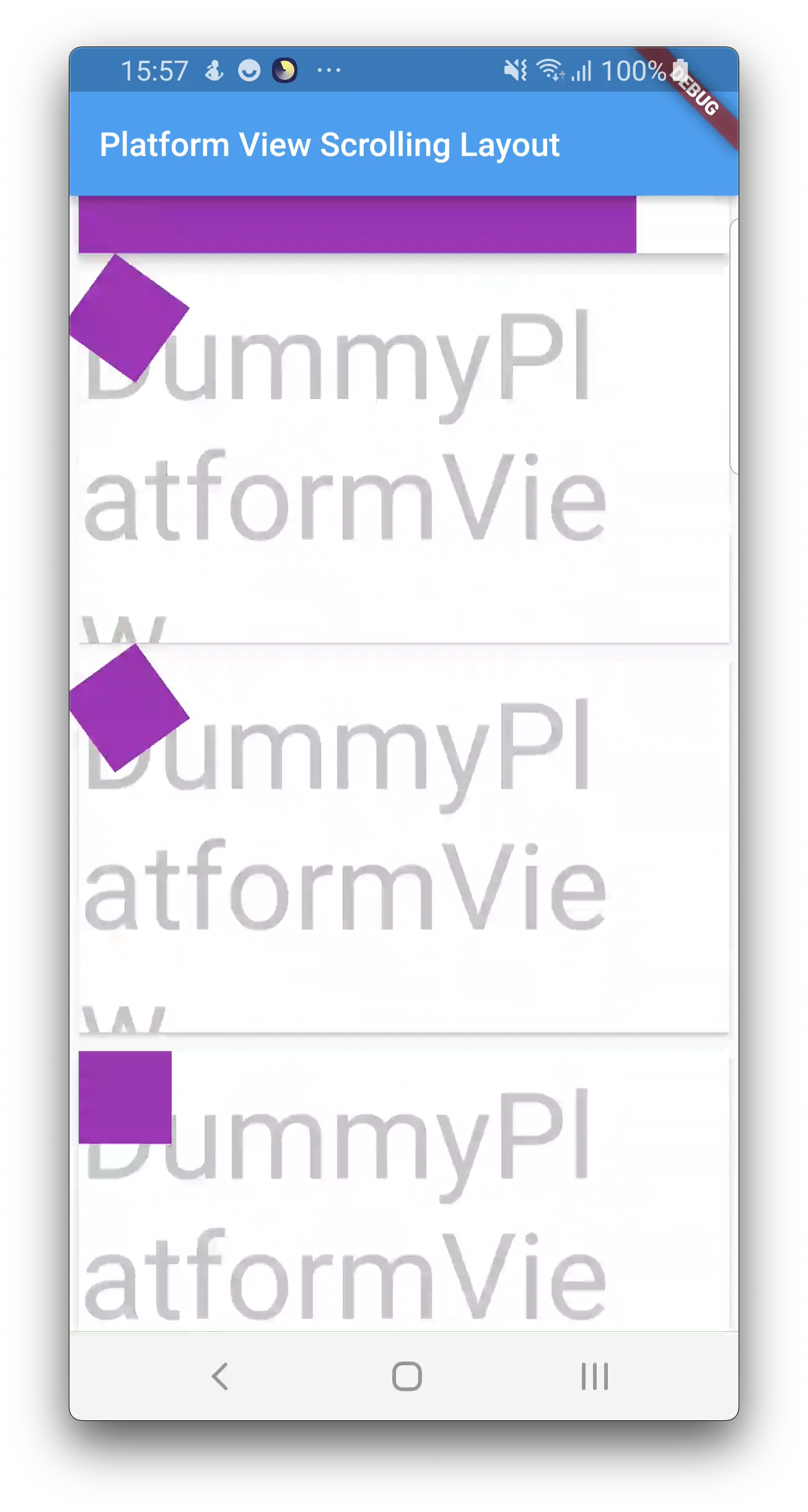 Flutter widgets get distorted while scrolling along with platform views ...