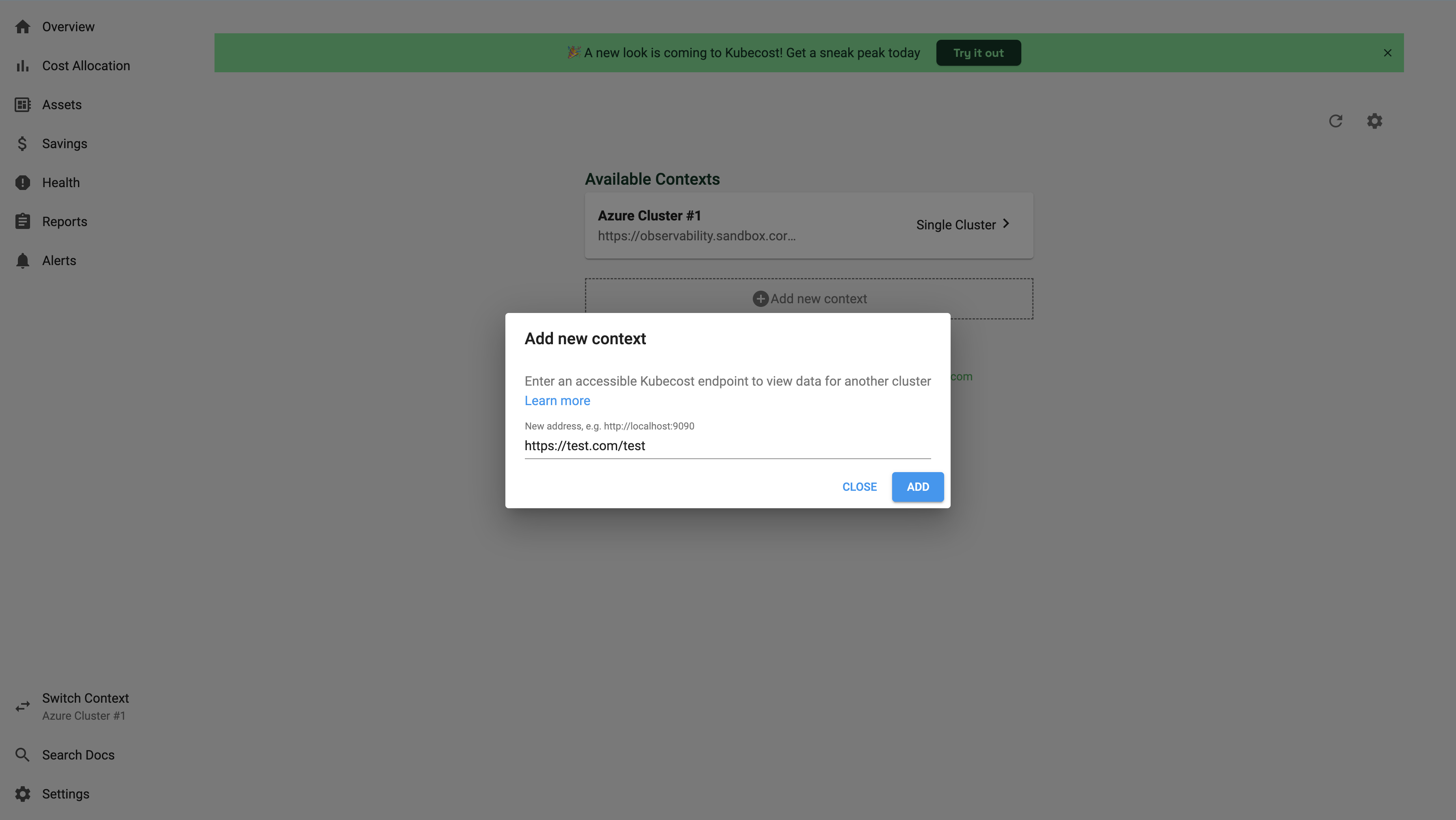 Incorrect context addition breaks the federated kubecost instance as