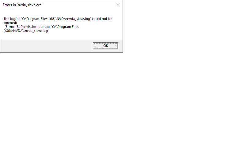 Errors in 'nvda_slave exe'
