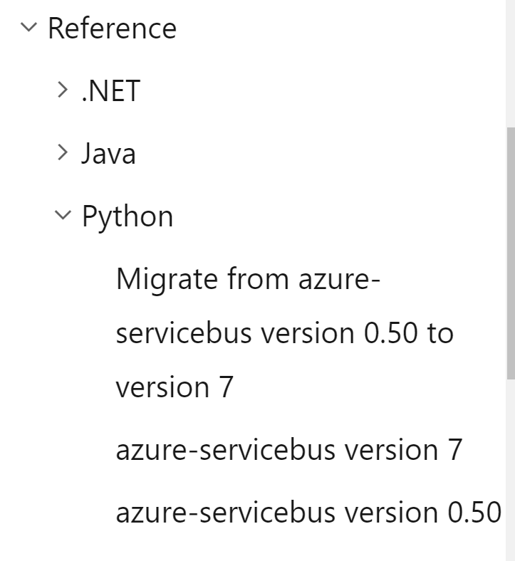 Python API Reference Docs For Service Bus Are Not Linked To The Right