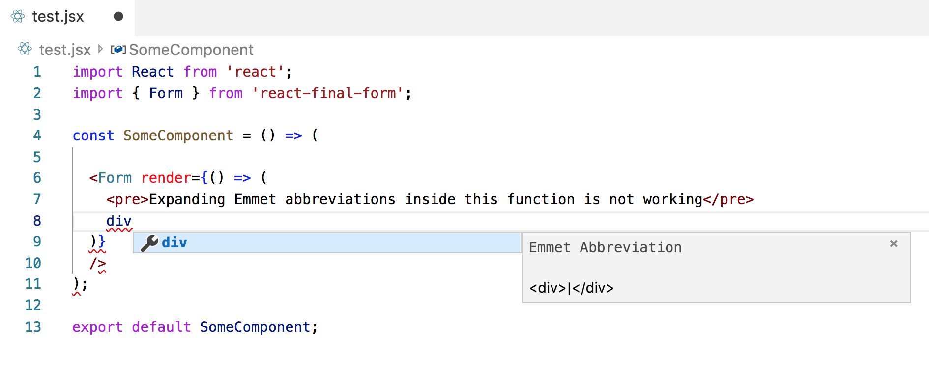 Expanding emmet abbreviations inside JSX inline functions not working ...