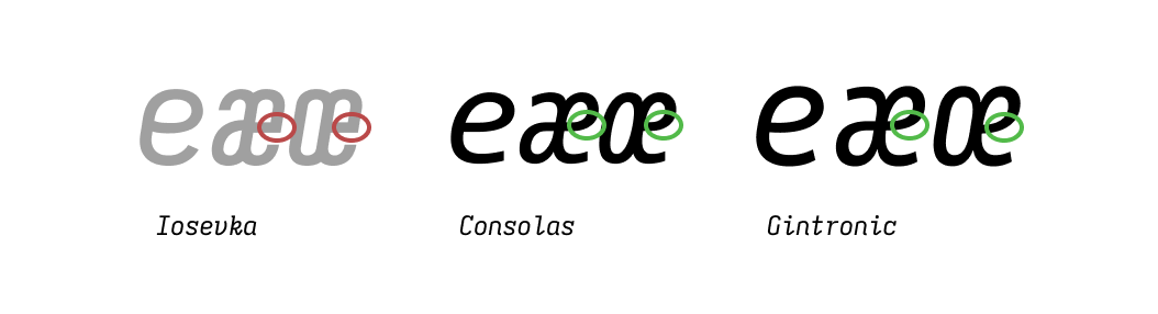 Rounded e variants for æ and œ too · Issue #923 · be5invis/Iosevka · GitHub