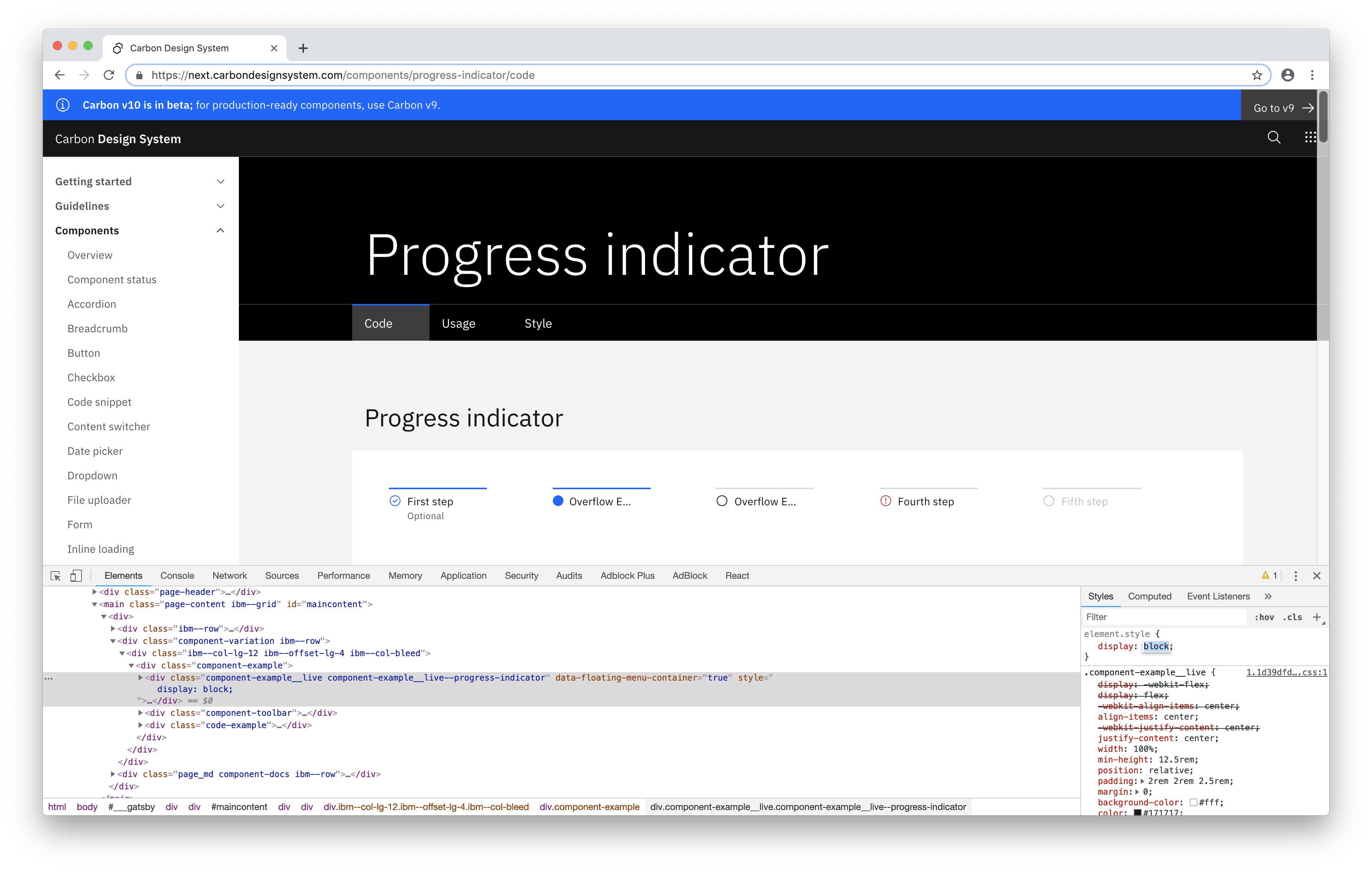 Progress indicator breaks apart if container is not flexbox · Issue ...