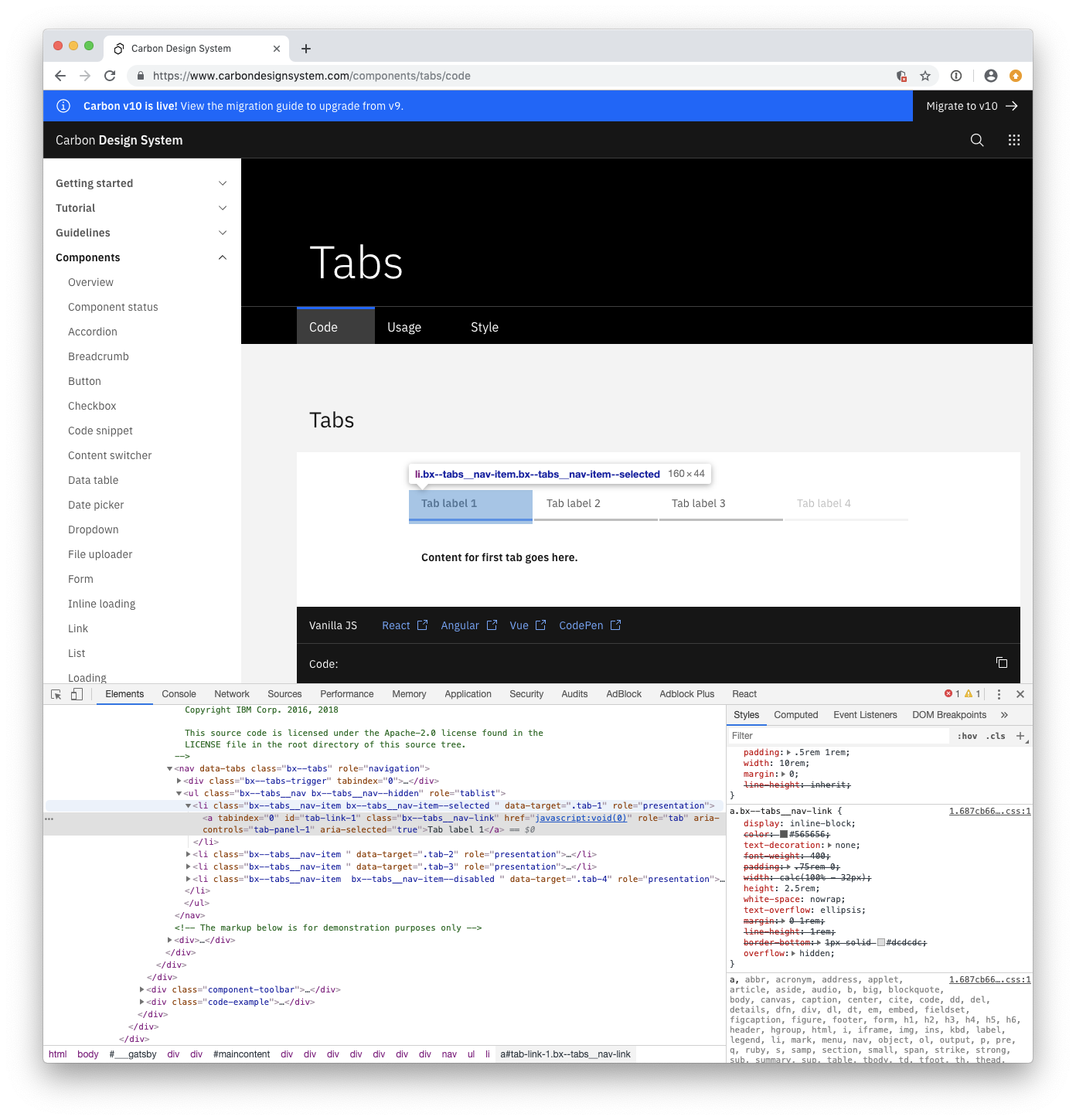 Gap between tabs and tab container · Issue #2799 · carbon-design-system ...