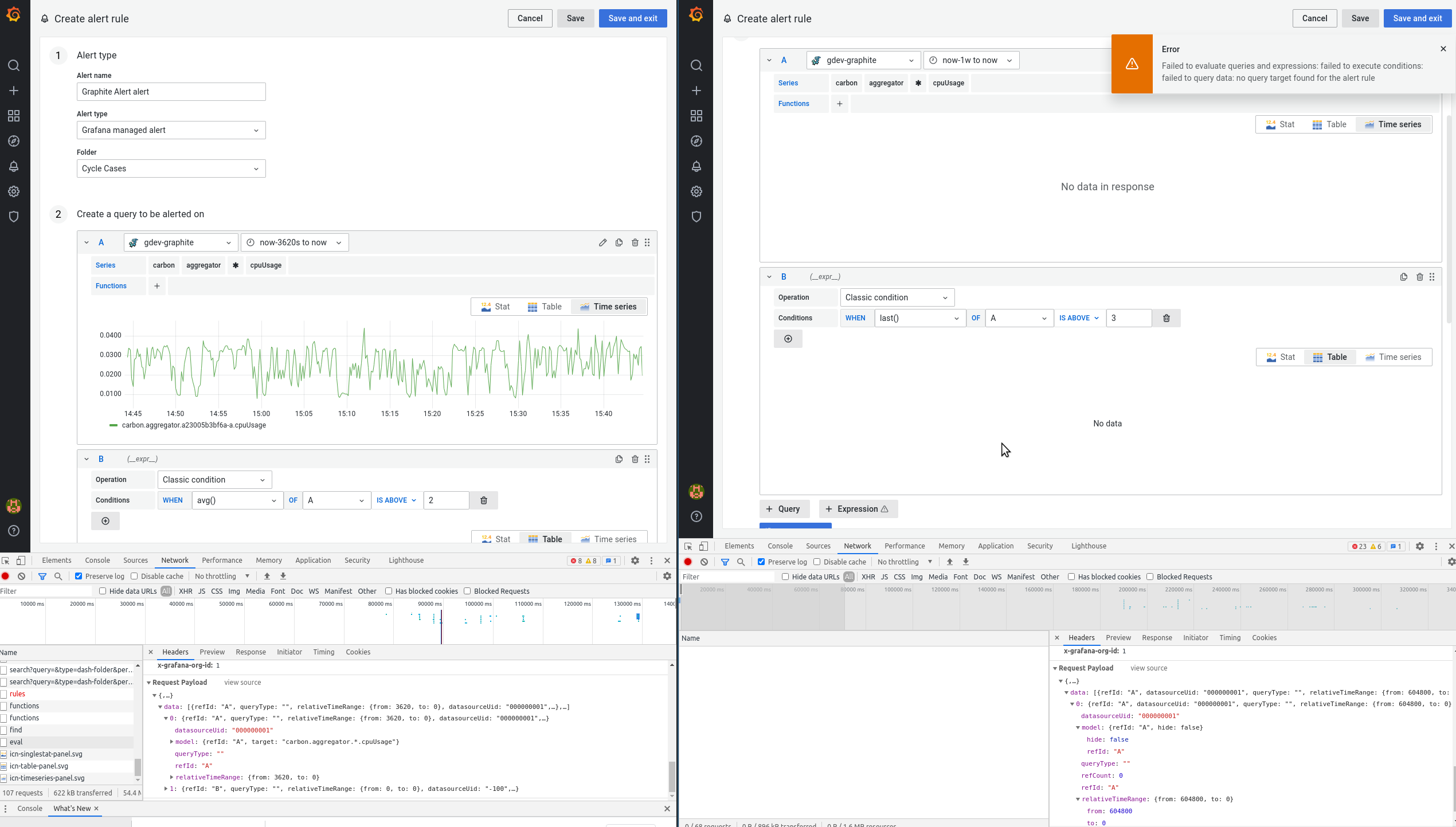 NGAlert Can not Create Managed Alert with Graphite · Issue 36572