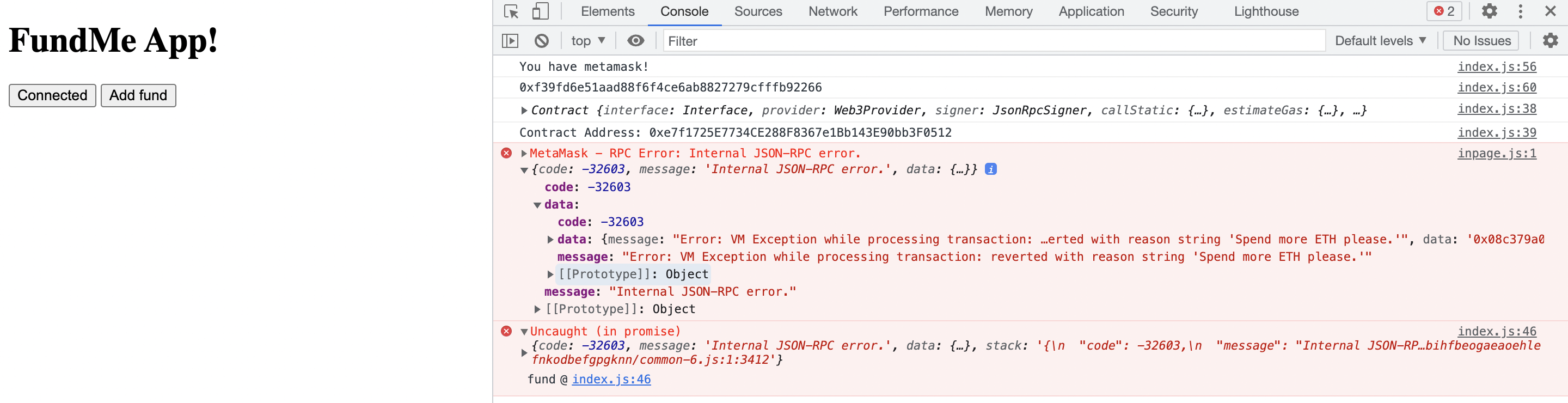 Lesson 8: Still asking to spend more ETH even if I'm attempting to add ...
