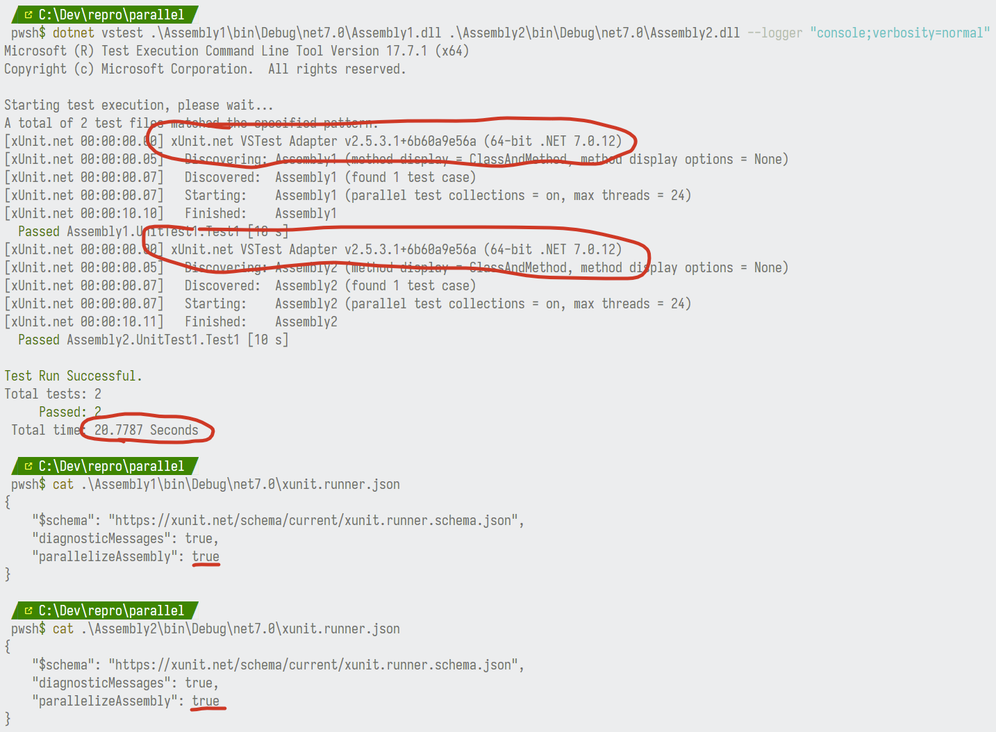 xUnit Parallel Settings Not Being Respected By Test Runner in Visual