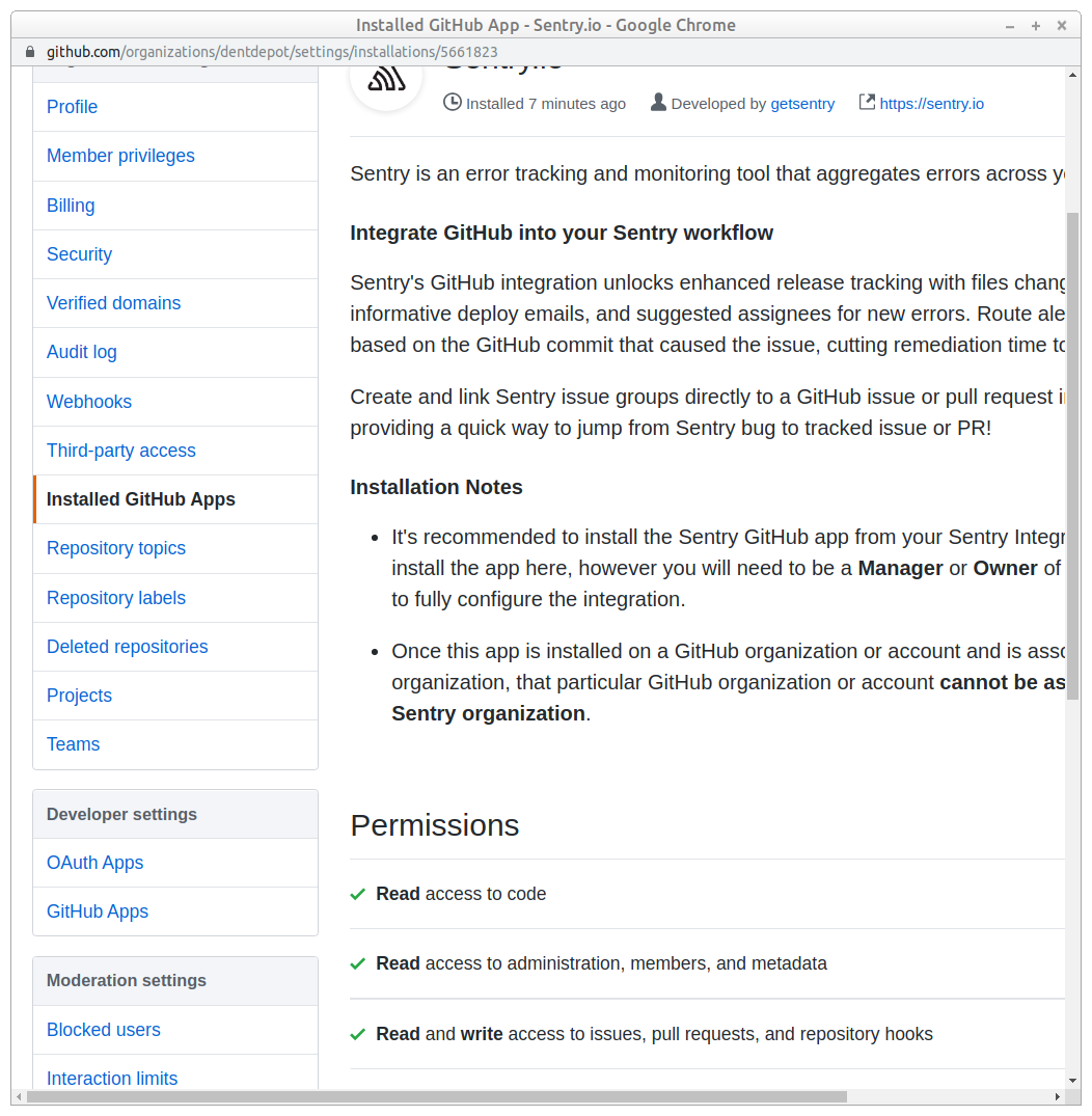 GitHub Integration: Possible bug: can't add same repo to two Sentry ...