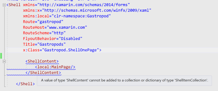 [Shell] Adding ShellContent directly under ShellItem causes XAML editor ...