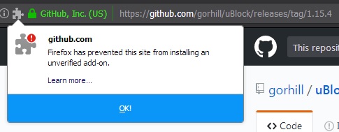 Latest version of Firefox wont allow install. · Issue #3499 · gorhill ...