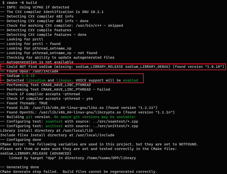 Build fails with error messages when pkgconfig