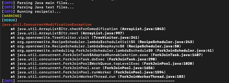 ConcurrentModificationException for PrintStackTraceToLogError · Issue ...