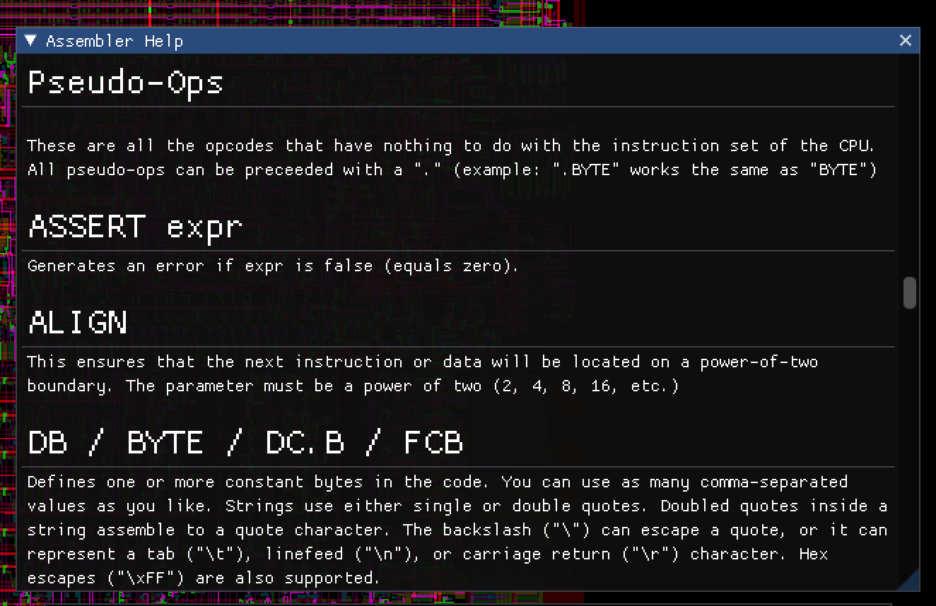 Using imgui_markdown as help viewer for Visual 6502 Remix - screenshot