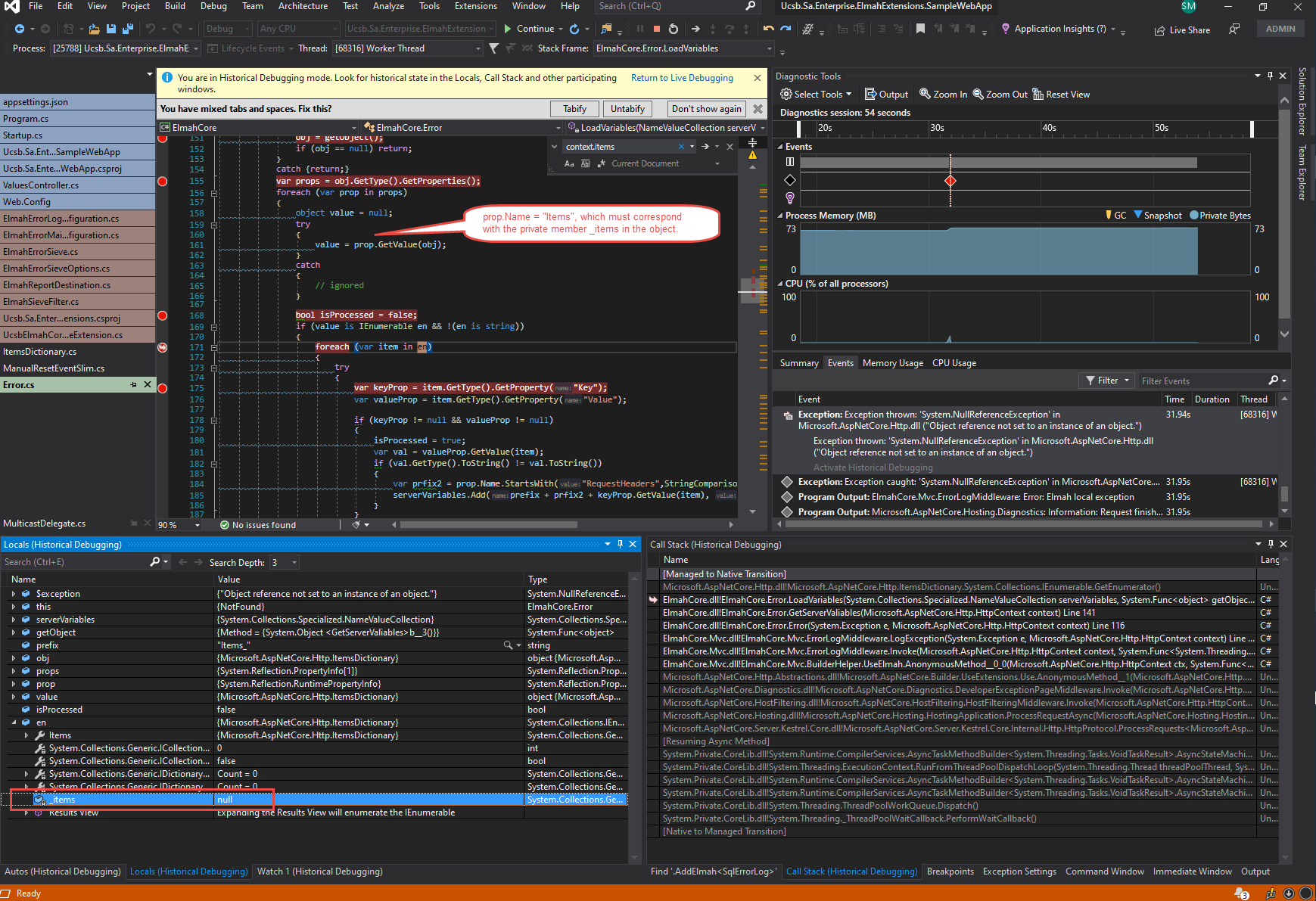 ItemsDictionary - Possible NullReferenceException with .GetEnumerator ...