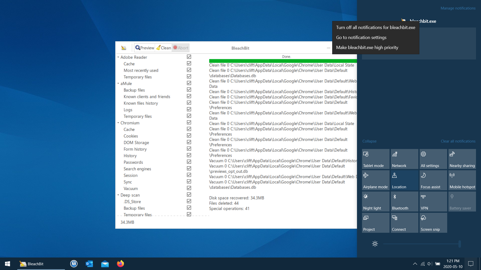Notifications posted against settings · Issue 917 · bleachbit