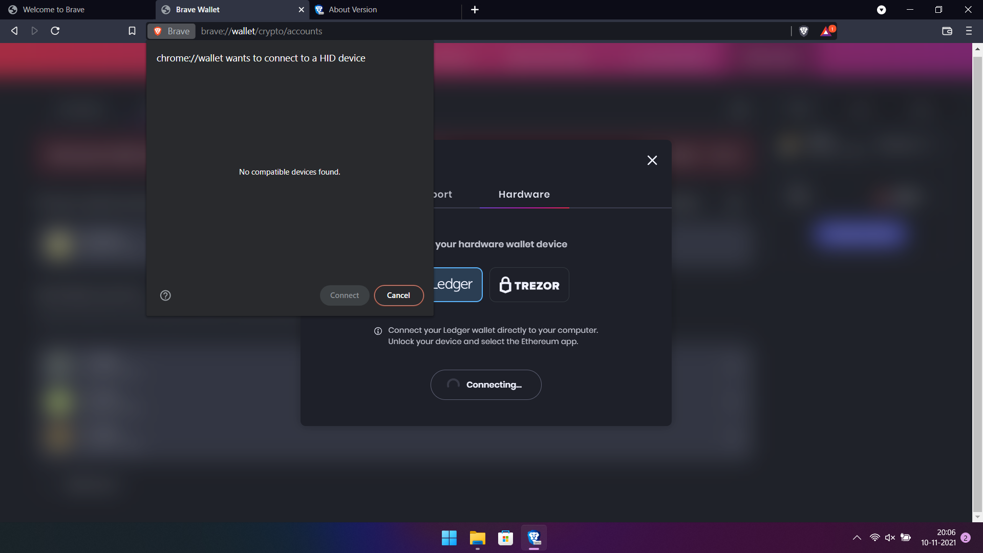 Button Text not visible on h/w wallet screen in dark mode · Issue ...