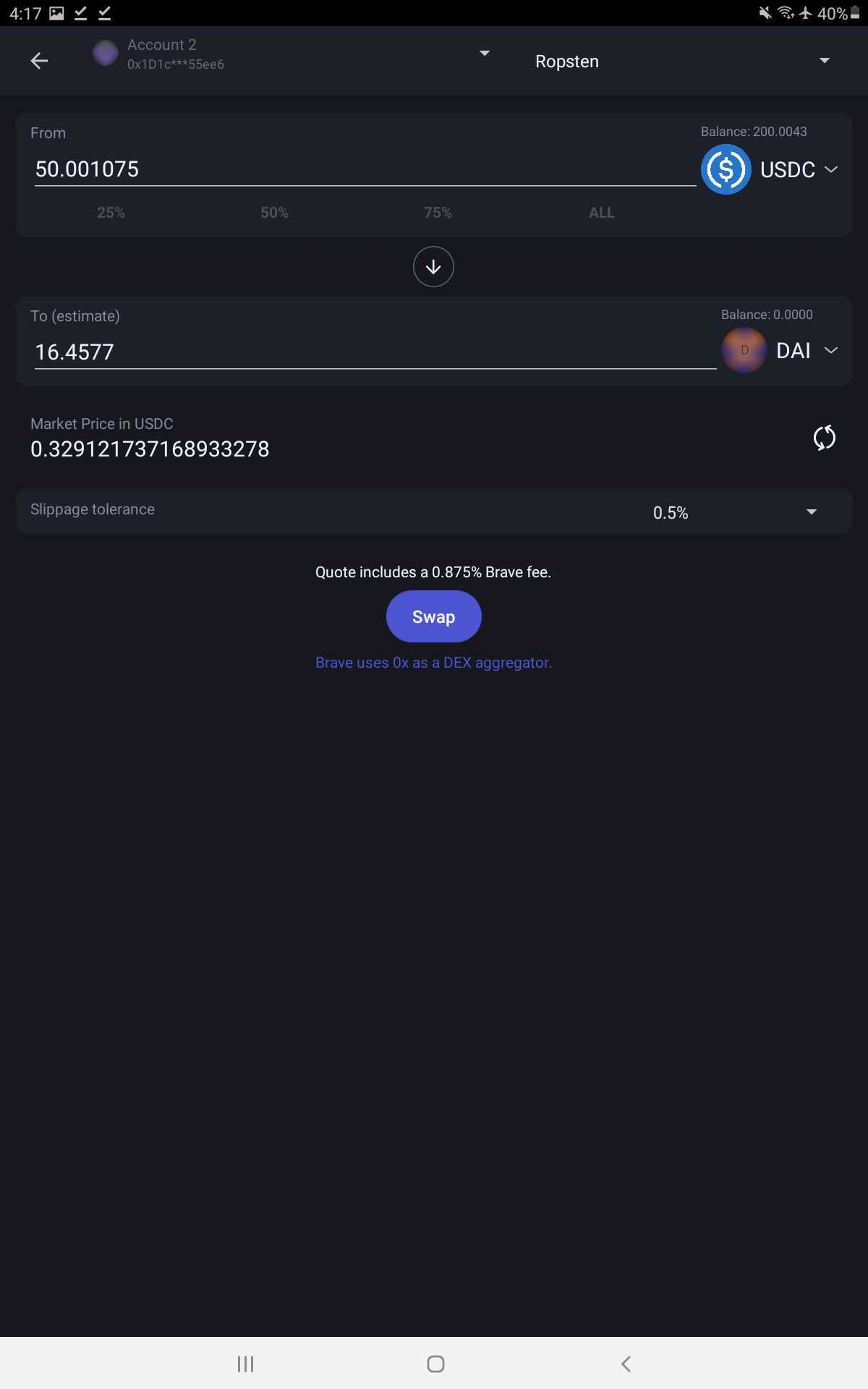 Add skipvalidation flag to request quota on swap issue 20572 brave