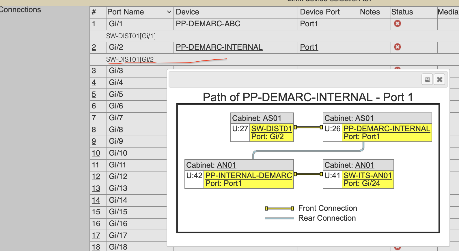 Path list under devices "connections" broken in 23.03? · Issue 1447