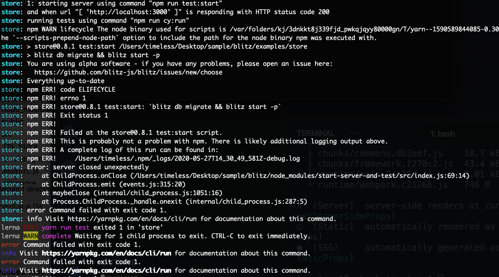 yarn command fails on nodev14 · Issue 905 · blitzjs/legacyframework