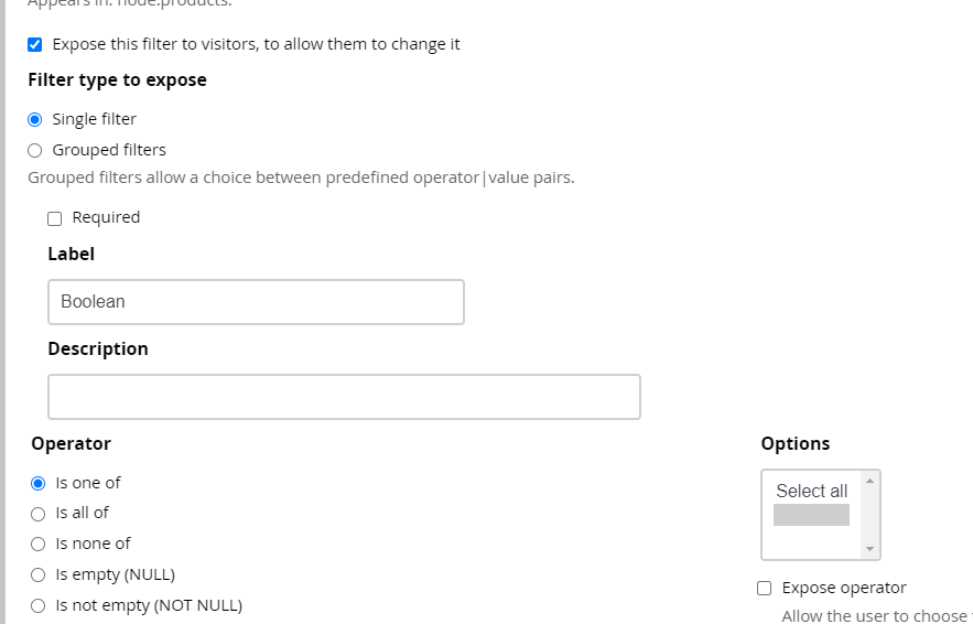 Views - Boolean - Single checkbox - field settings left empty · Issue ...