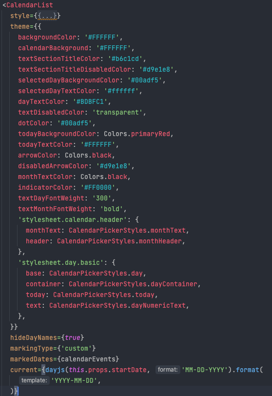 CalendarList Calendar Styling Now Disabled Due to RN and React-Native ...