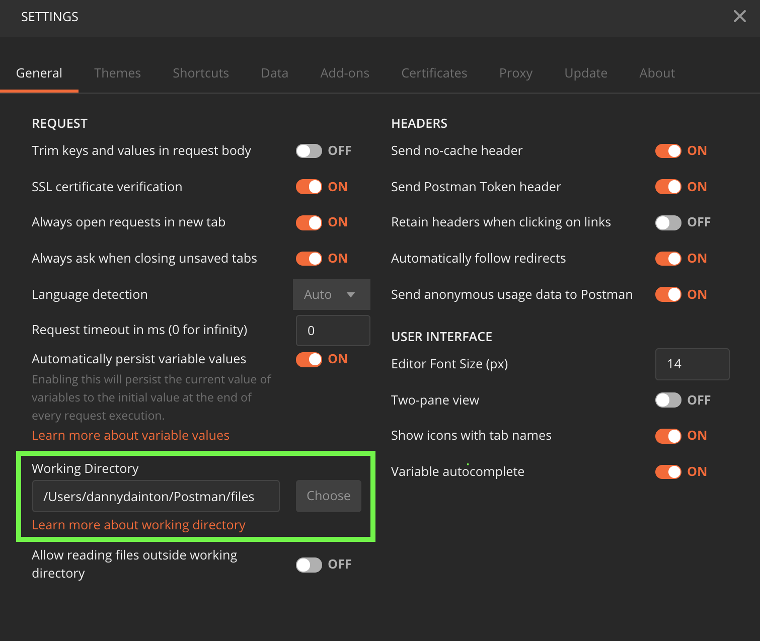 Settings - Working Directory information link is incorrect · Issue ...