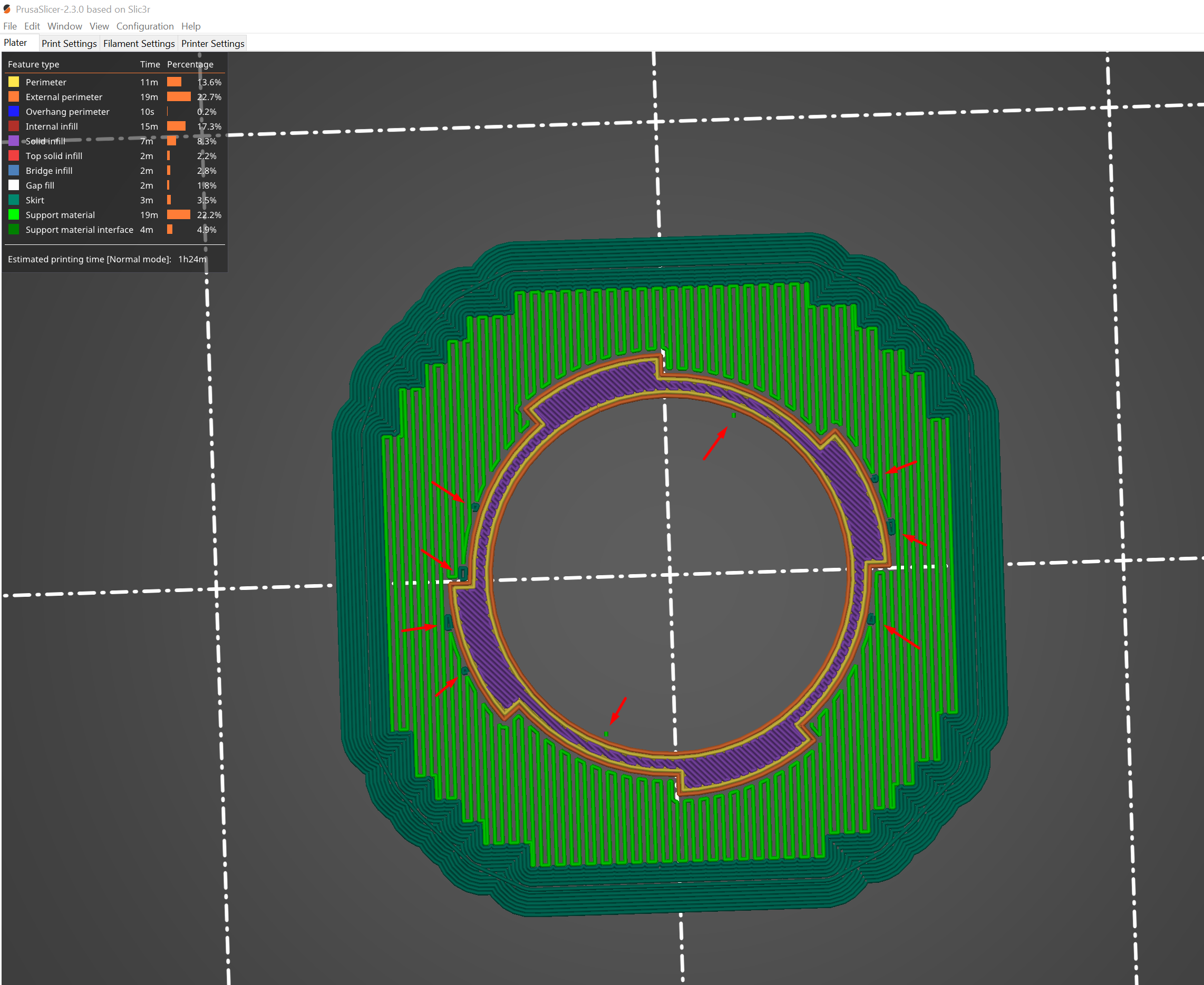 Artifacts of support material and skirt on 1st layer · Issue #6283 ...