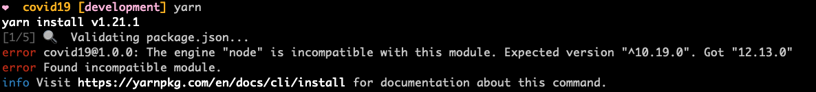 Node v10.19.0 しか使えない · Issue #705 · Tokyo-Metro-Gov/covid19 · GitHub