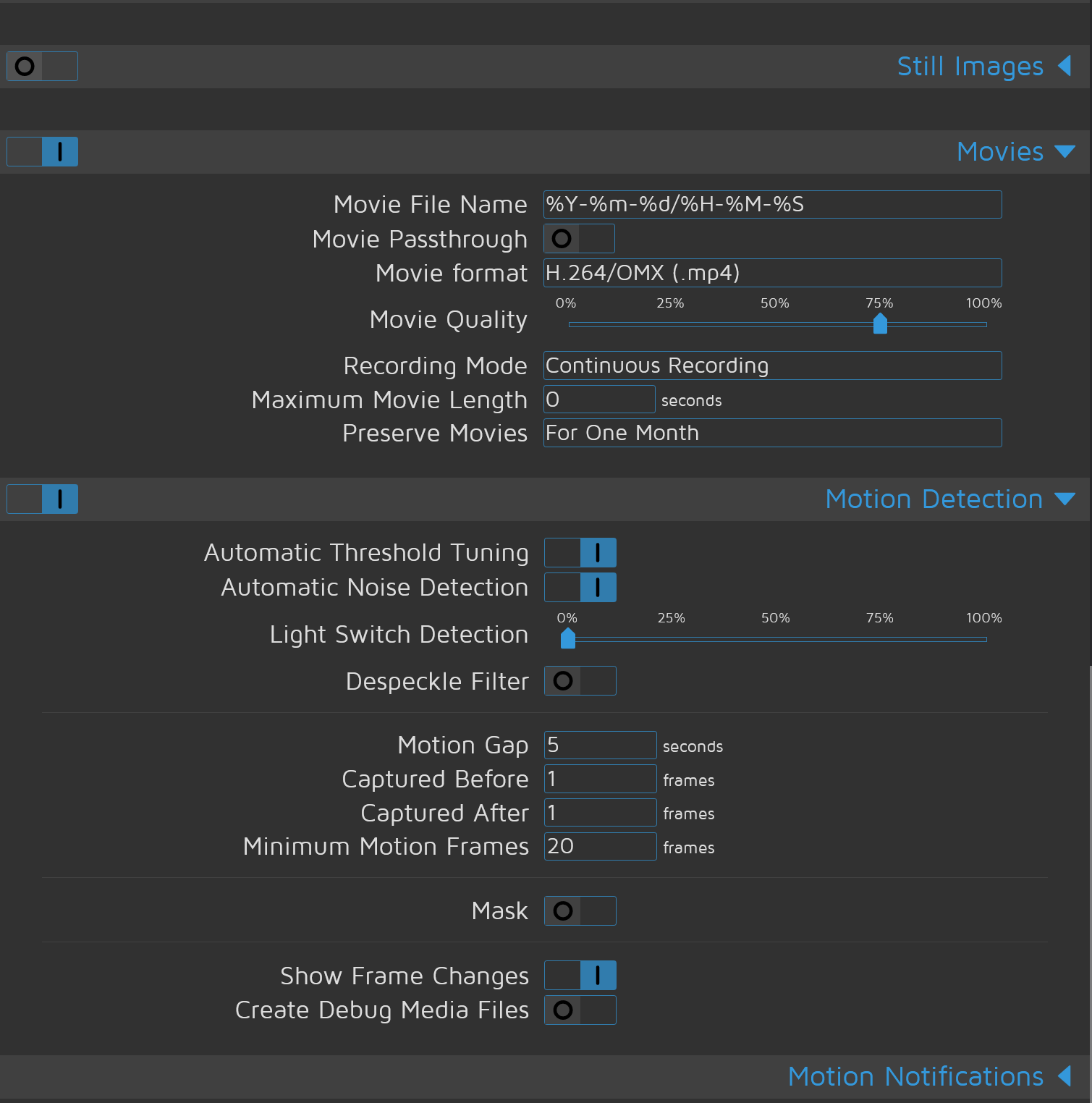 Videos are not saved, neither with motion detection nor normal