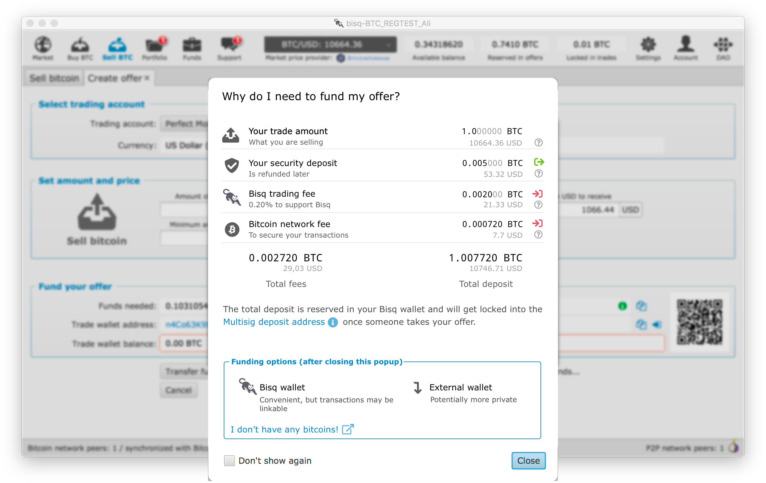 fund offer popup with dollar