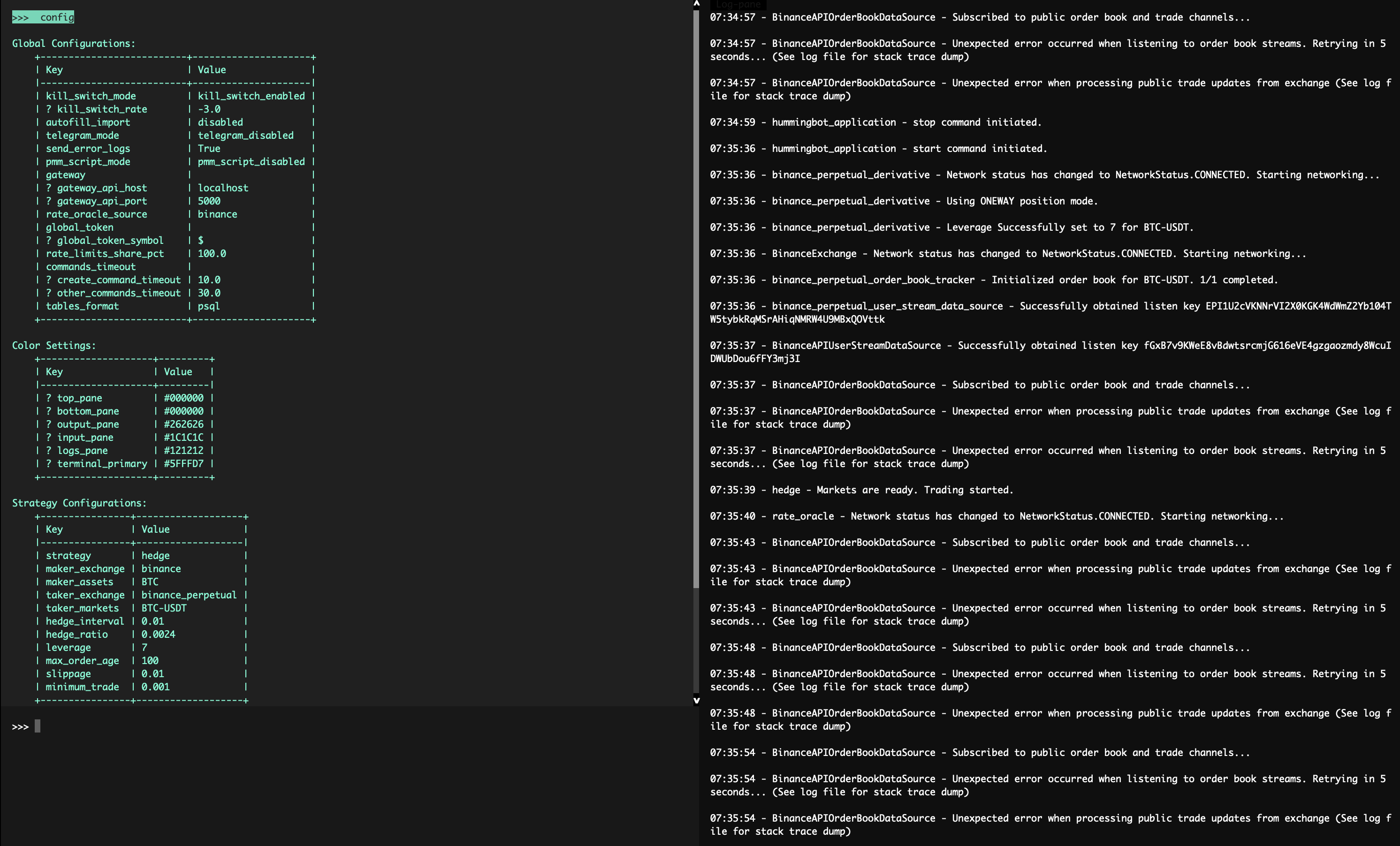 Hedge - Unexpected error when listening order book streams and ...