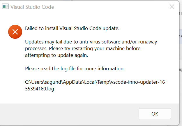Not able to update VSCode Version · Issue #152825 · microsoft/vscode ...
