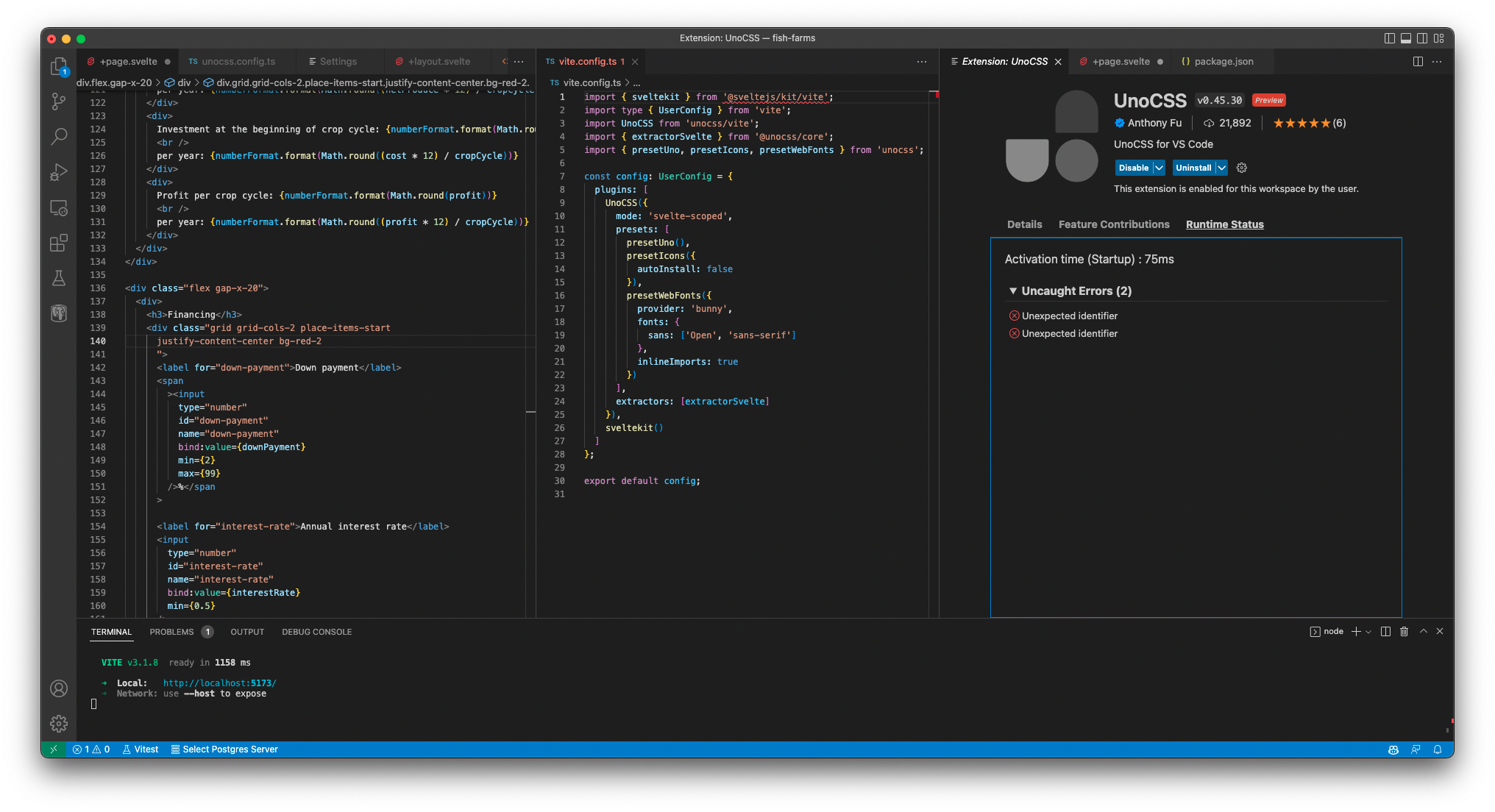 Latest version of VSCode Extension doesn't work in a Svelte Kit project ...