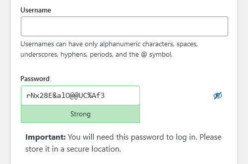 installation screen at 500 pixels wide
