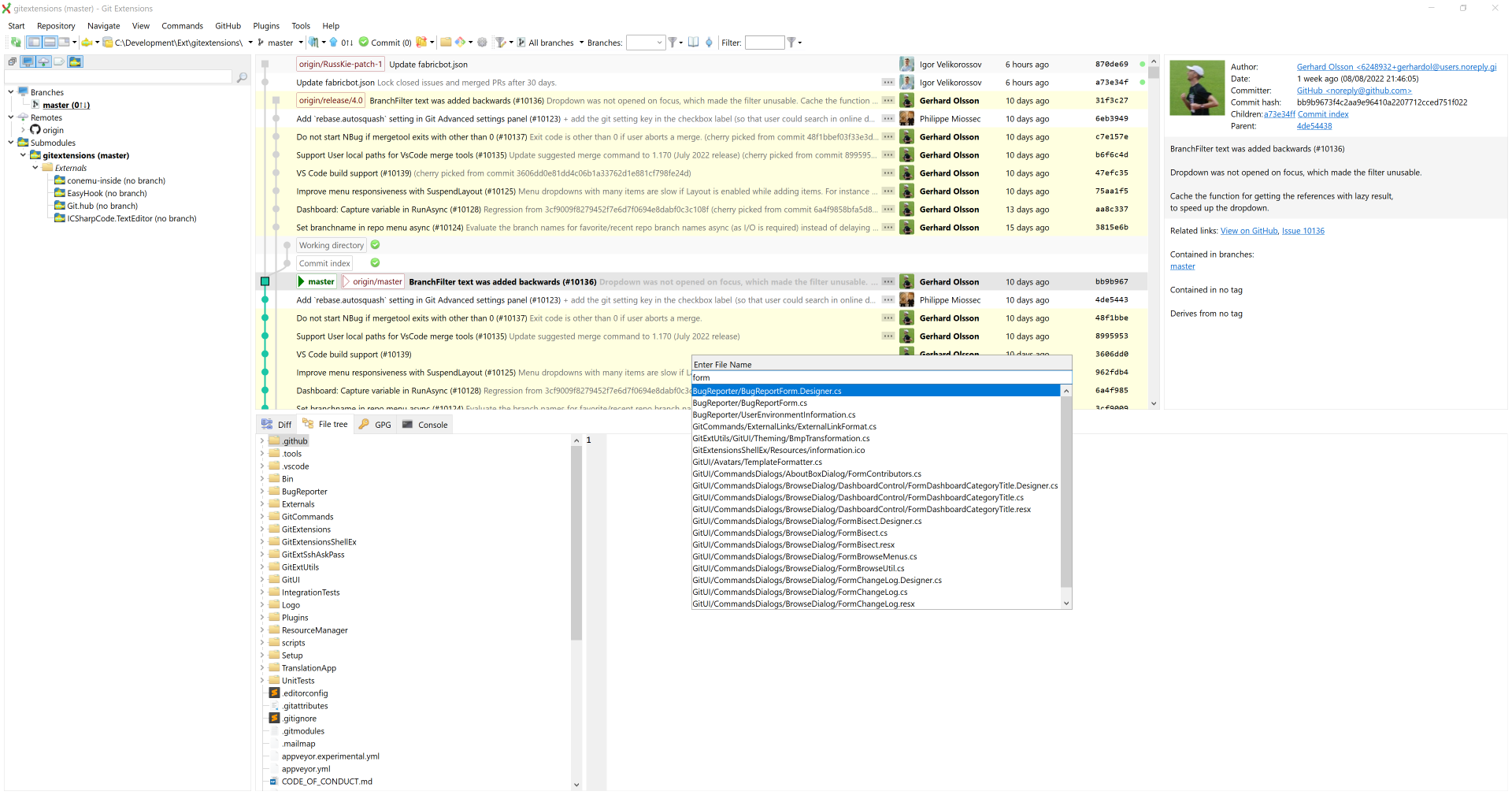 File tree add a filter input field similar to the Diff list · Issue