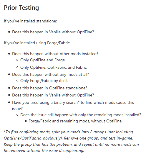 [Feedback] Bug report issue template · Issue #4902 · sp614x/optifine ...