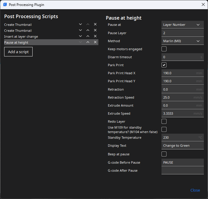 Pause at height setting resume temperature to zero in generated GCODE