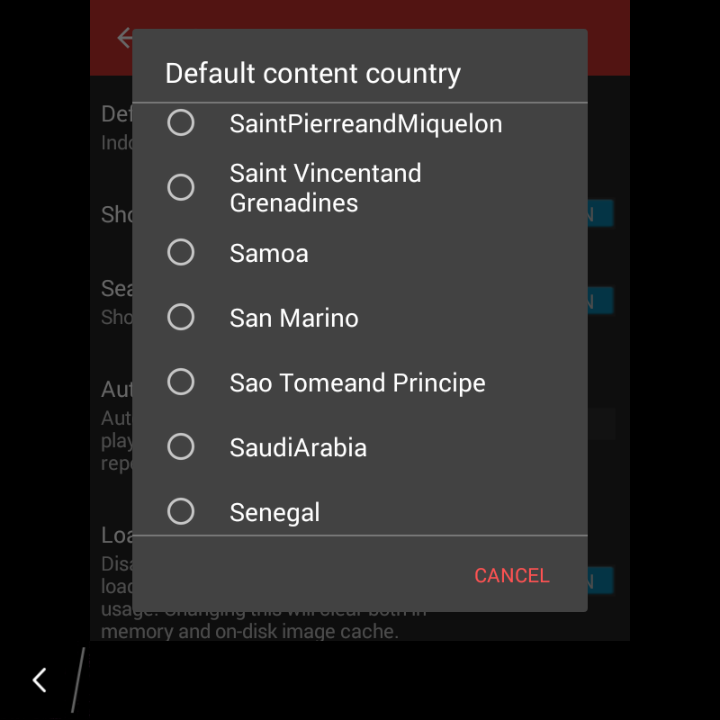 Some country names on 'Default content country' were not written ...