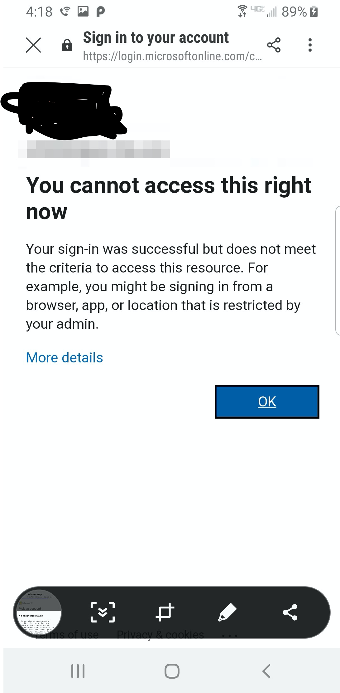 authenticated or no? no certificates found AND you cannot access
